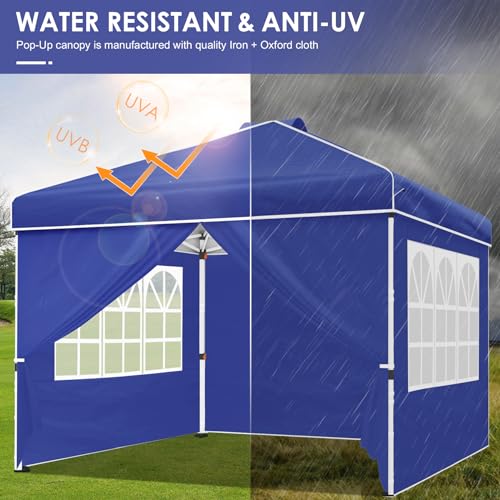 Blue 10x10 Pop Up Canopy Tent with Removable Sidewalls and Mesh Windows W260
