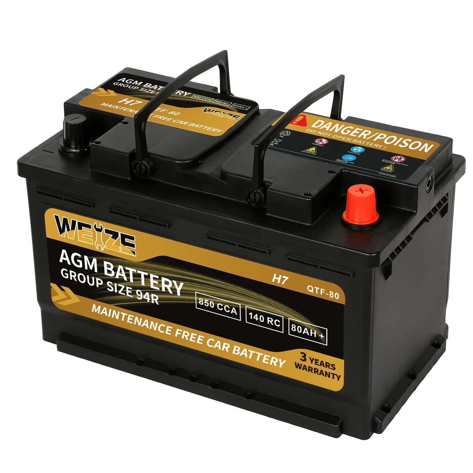 12v 80ah 140RC 850CCA AGM Automotive Battery I287