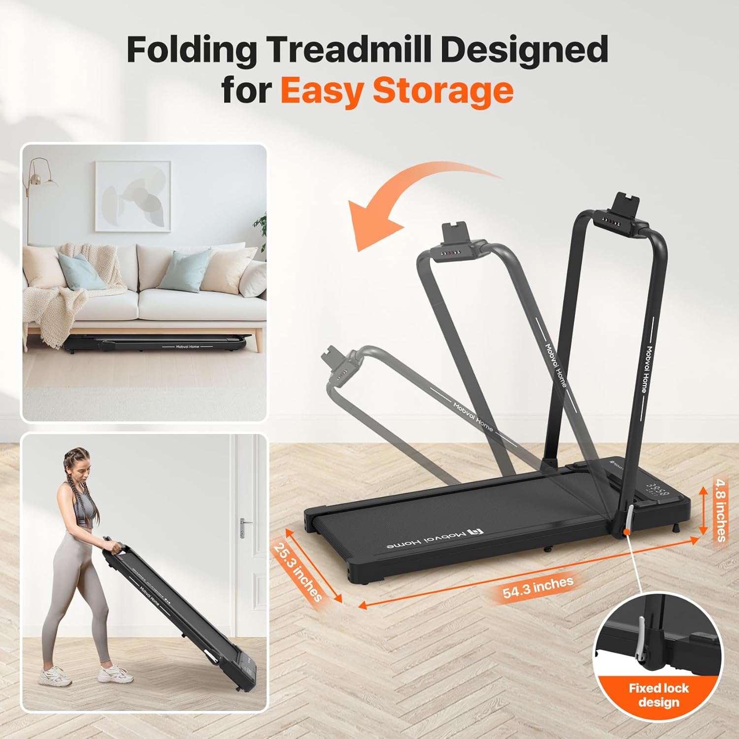3 in 1 Folding Treadmill Walking Pad Compact Under Desk Running Walking Machine N61306