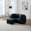 Blue 2 Seater Sectional Sofa with Ottoman and Storage X83854