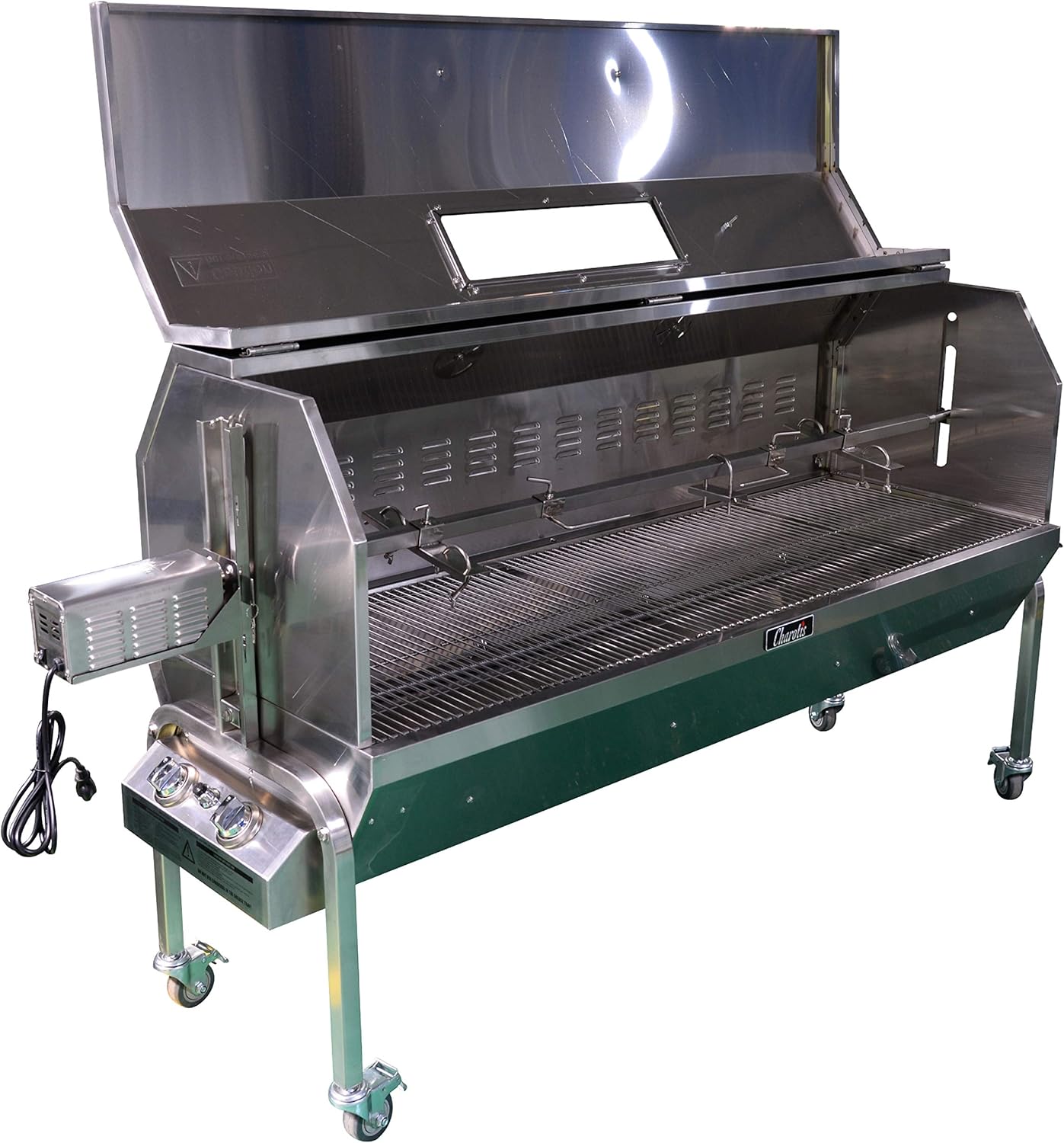 62" Propane Spit Roaster, 50W Motor, Stainless Steel BBQ Rotisserie Z84902