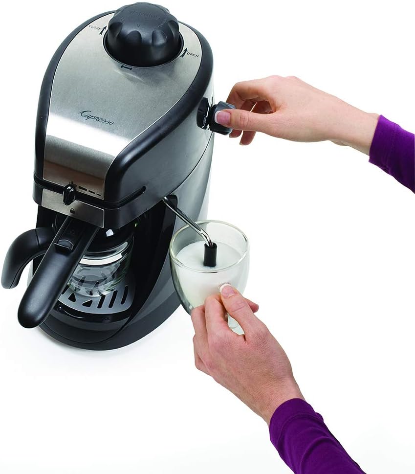 Stainless Steel/Black 4-Cup Espresso and Cappuccino Machine B570
