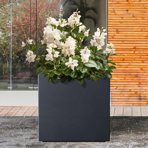 10 Inch Square Concrete Planter with Drainage Hole J55425