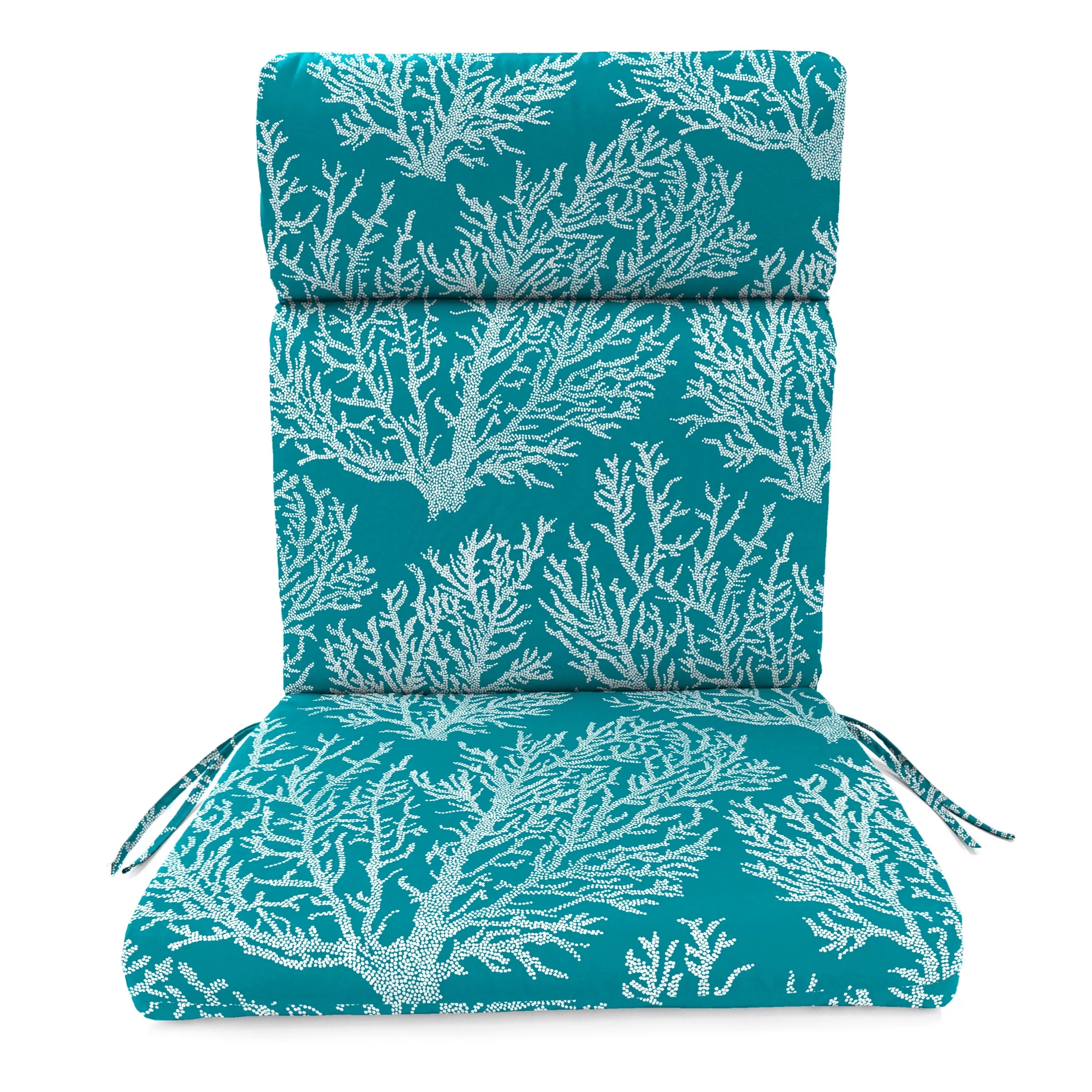 44" x 22" Seacoral Turquoise Nautical Rectangular Outdoor Chair Cushion with Ties and Hanger Loop M84720
