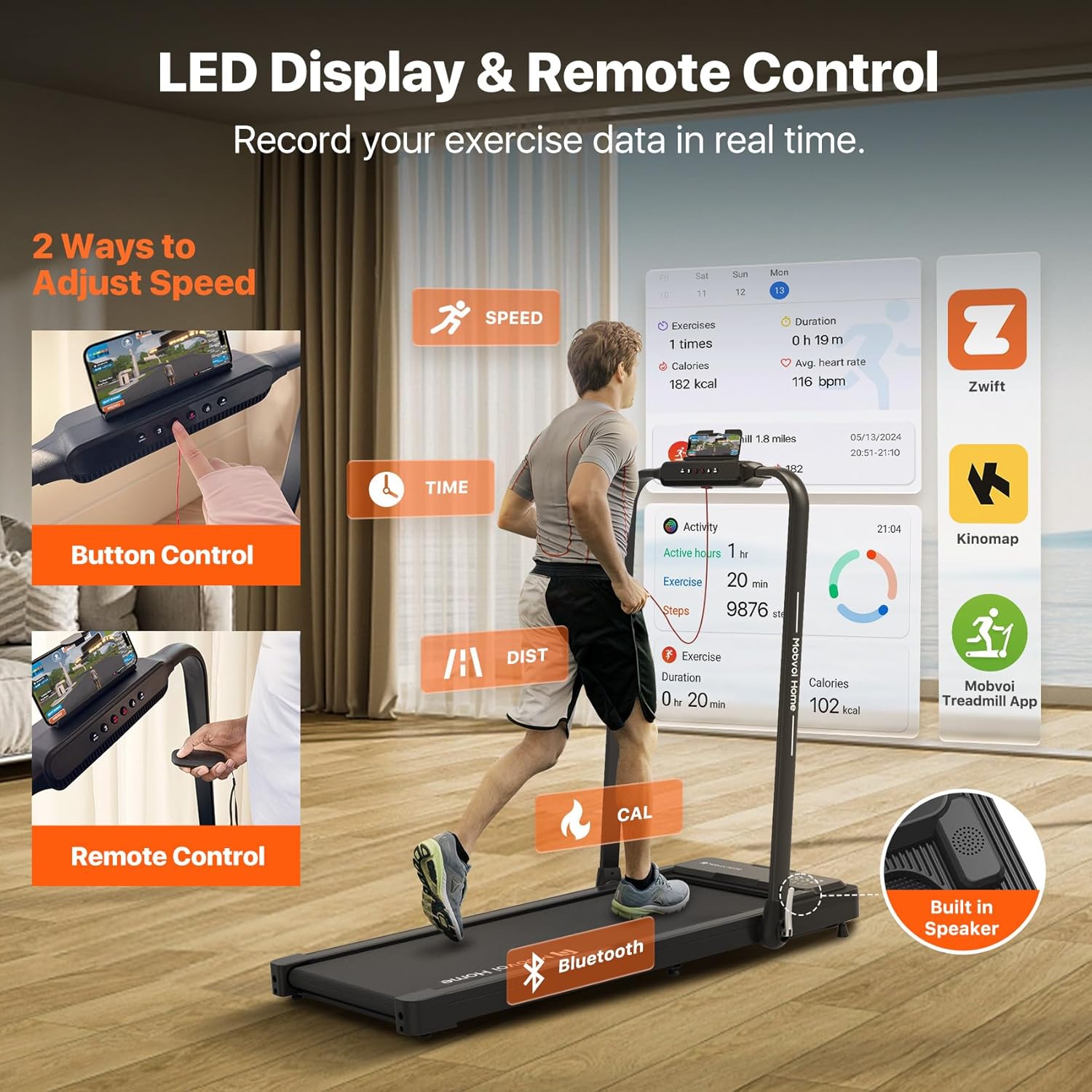 3 in 1 Folding Treadmill Walking Pad Compact Under Desk Running Walking Machine N61306