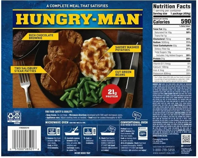 Salisbury Steak Frozen Dinner, 16 oz - Pack of 8 T129567