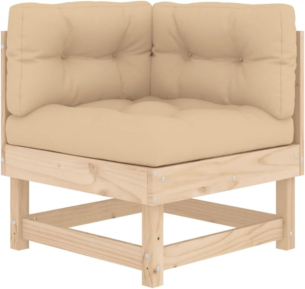 5 Piece Outdoor Patio Sectional Furniture Set with Cushions Solid Wood B787544