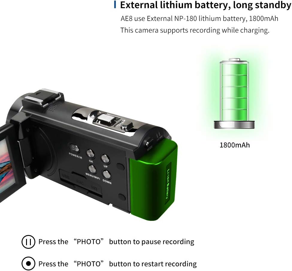 4K Video Camera Camcorder with IR Night Vision 3.0 IPS Touch Screen A872