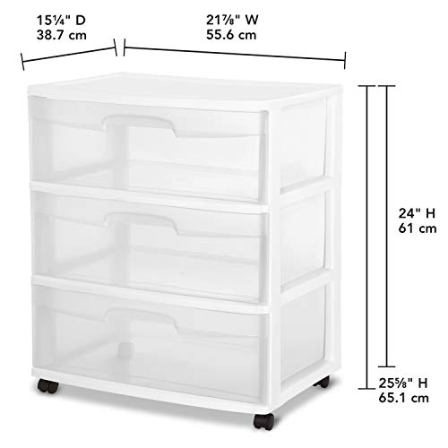 White 3 Drawer Plastic Rolling Storage Cart L10574