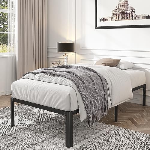 Twin Size 18 Inch Heavy Duty Platform Bed Frame with Steel Slat Support J987