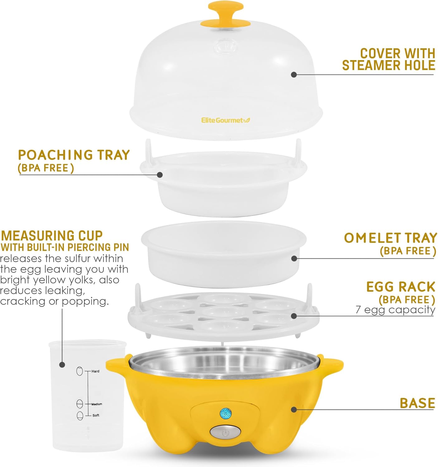 Yellow 7 Egg Cooker G569