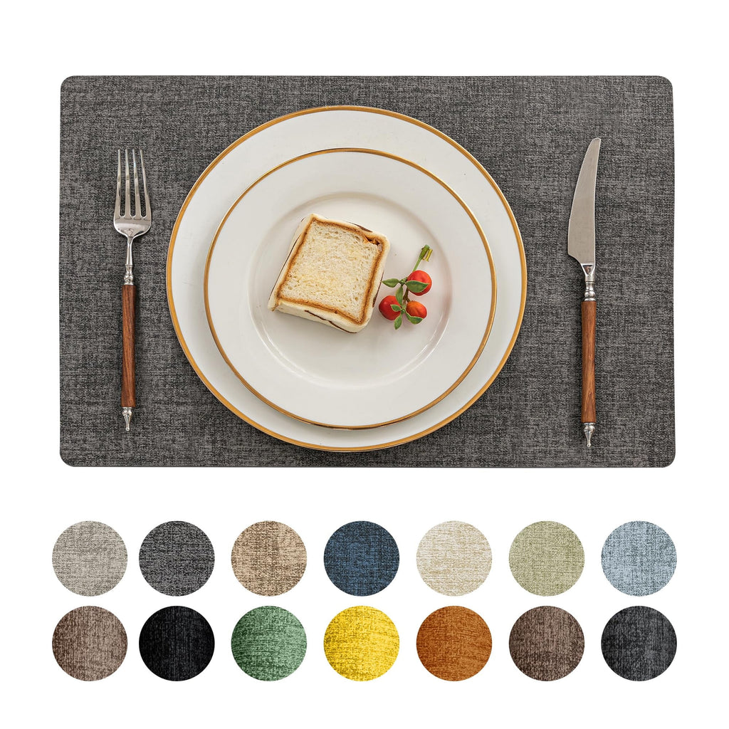 Dark Grey PU Faux Leather Vinyl Placemats Set of 6 Z108