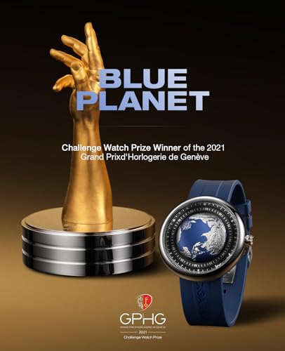 Blue Planet Mechanical Automatic Watch with Stainless Steel Case D4887