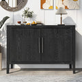 Black Sideboard Storage Cabinet with 4 Doors and Adjustable Shelves G915