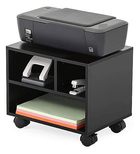 2 Tier Mobile Printer Stand with Wheels Wood Storage Cabinet X21684