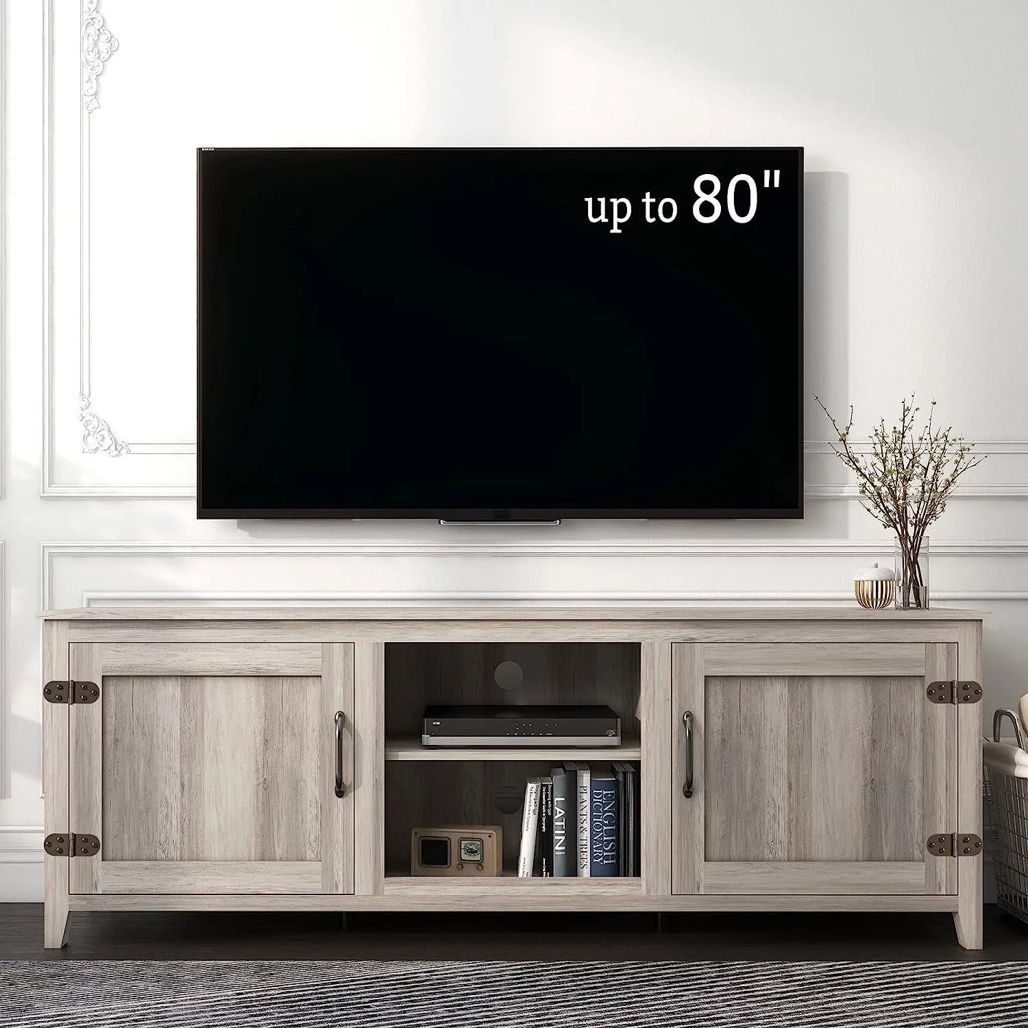 Large Television Stand with Barn Door and Storage Q862557