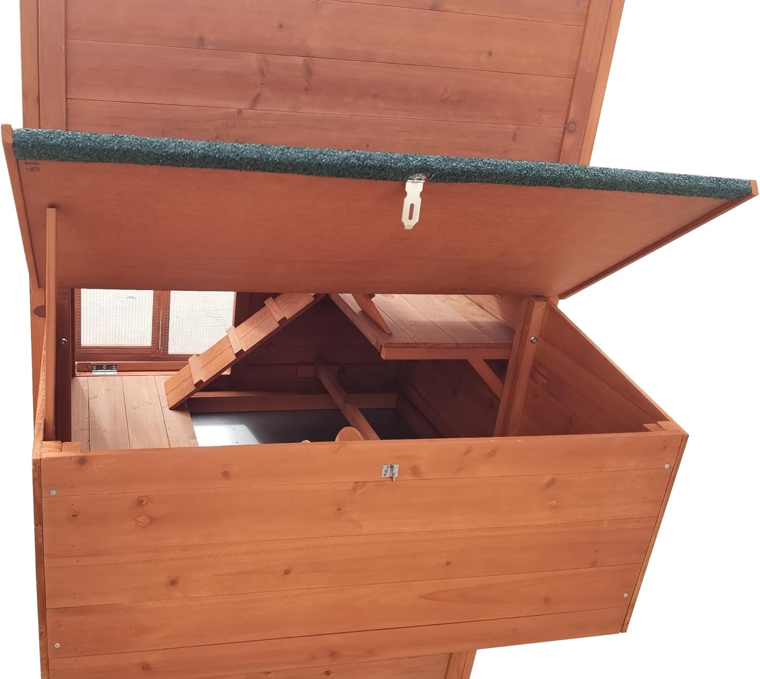 90.6" Wood Chicken Coop Hen House Nesting Box Run Cleaning Tray R509274