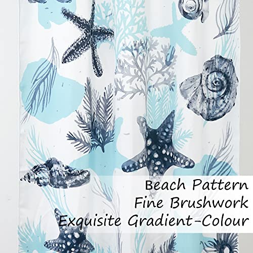 Blue and White 50% Light Blocking Curtains, 2 Panels, 52x96 Inches Z8648