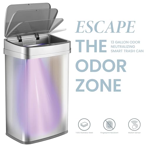 13 Gallon Stainless Steel Automatic Kitchen Trash Can F376