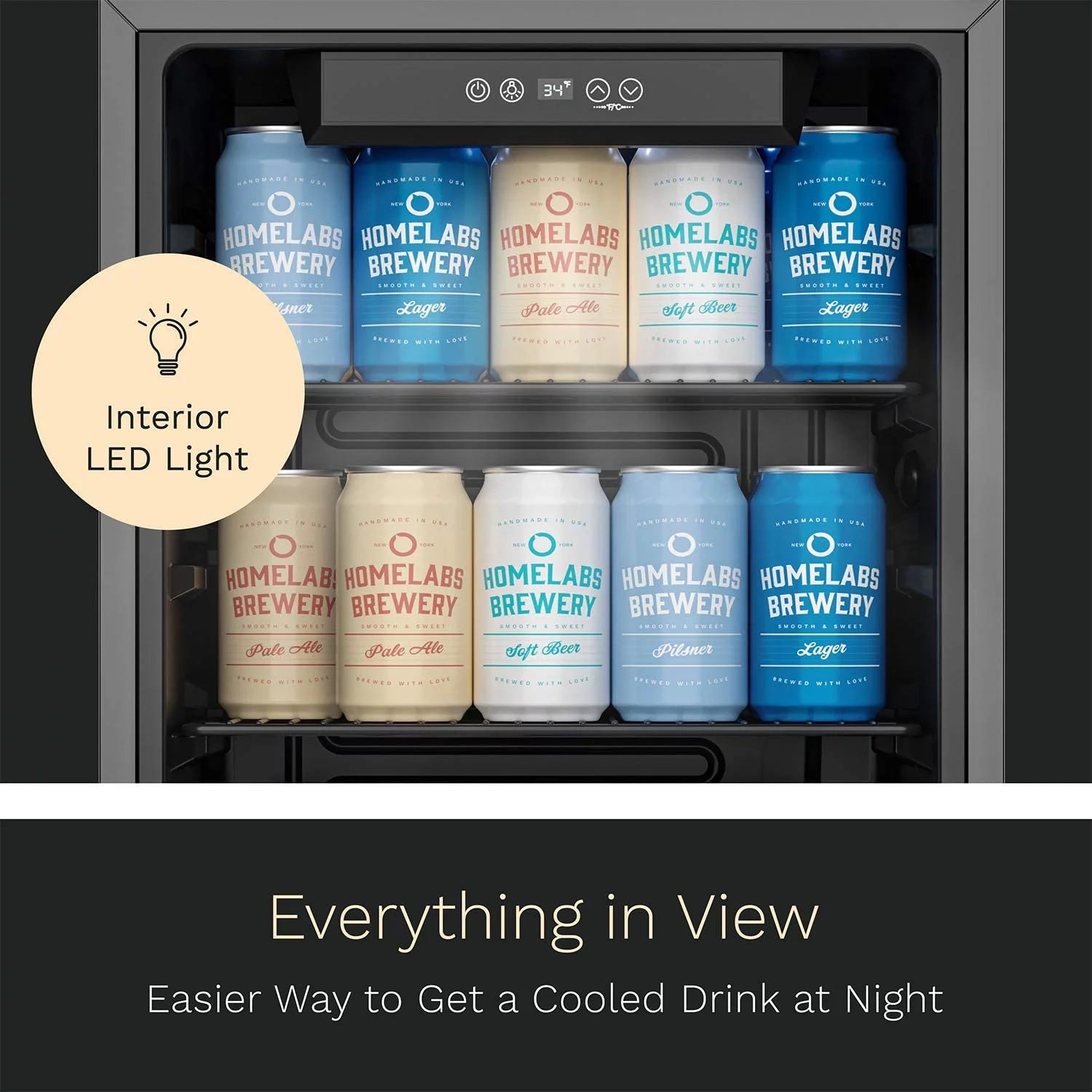 120 Can Mini Fridge with Glass Door and Adjustable Removable Shelves B35150