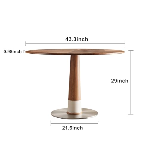 Walnut Round Wooden Dining Table 43.3" M83248