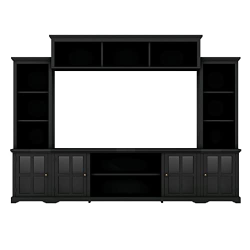 White TV Stand with Storage Bridge and Glass Door Cabinet X2391