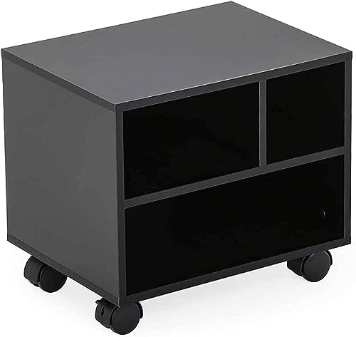 2 Tier Mobile Printer Stand with Wheels Wood Storage Cabinet X21684