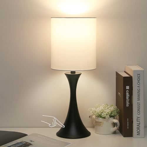 Beige Shade Cream Base 3 Way Touch Control Table Lamp Y2526