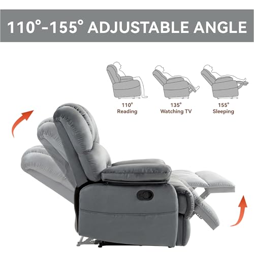 Oversized Fabric Recliner Chair with Footrest (Yellow) S182