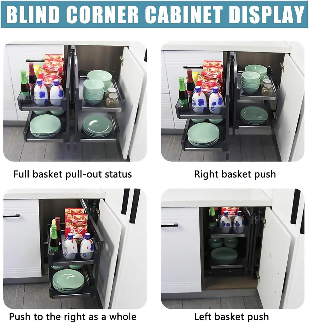 4 Shelf Tray Baskets Blind Corner Cabinet Organizer E84038