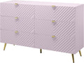 6-Drawer Pink Wood Metal Dresser C784