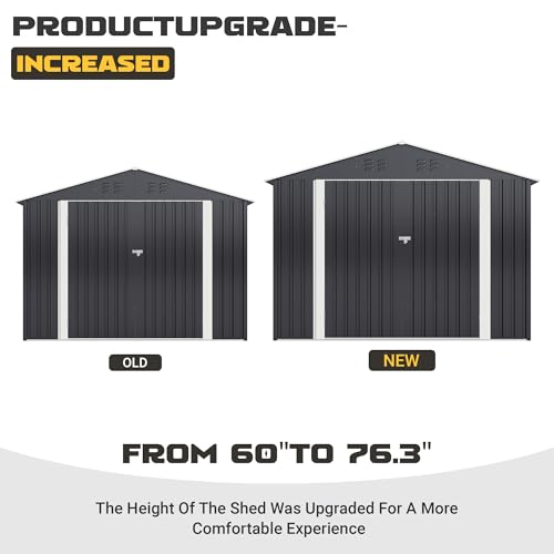 8 x 12 FT Metal Outdoor Storage Shed Black U62580