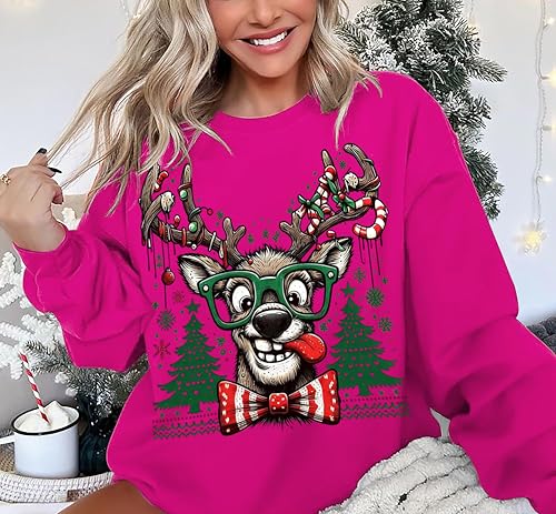 Oversized Reindeer Graphic Sweatshirts T763
