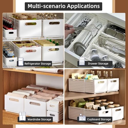 White 3PCS 3.84L Retractable Plastic Storage Bins with Handles R441652