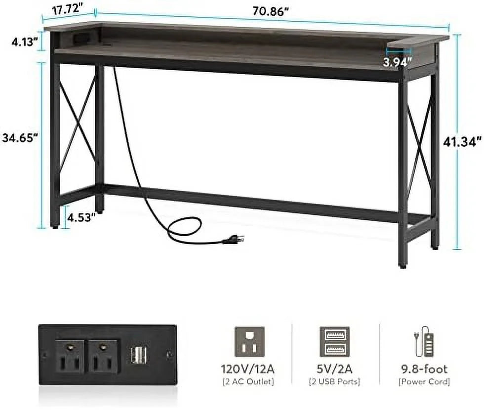 70.9 inch Extra Long Console Table with Outlets and USB Ports R8546