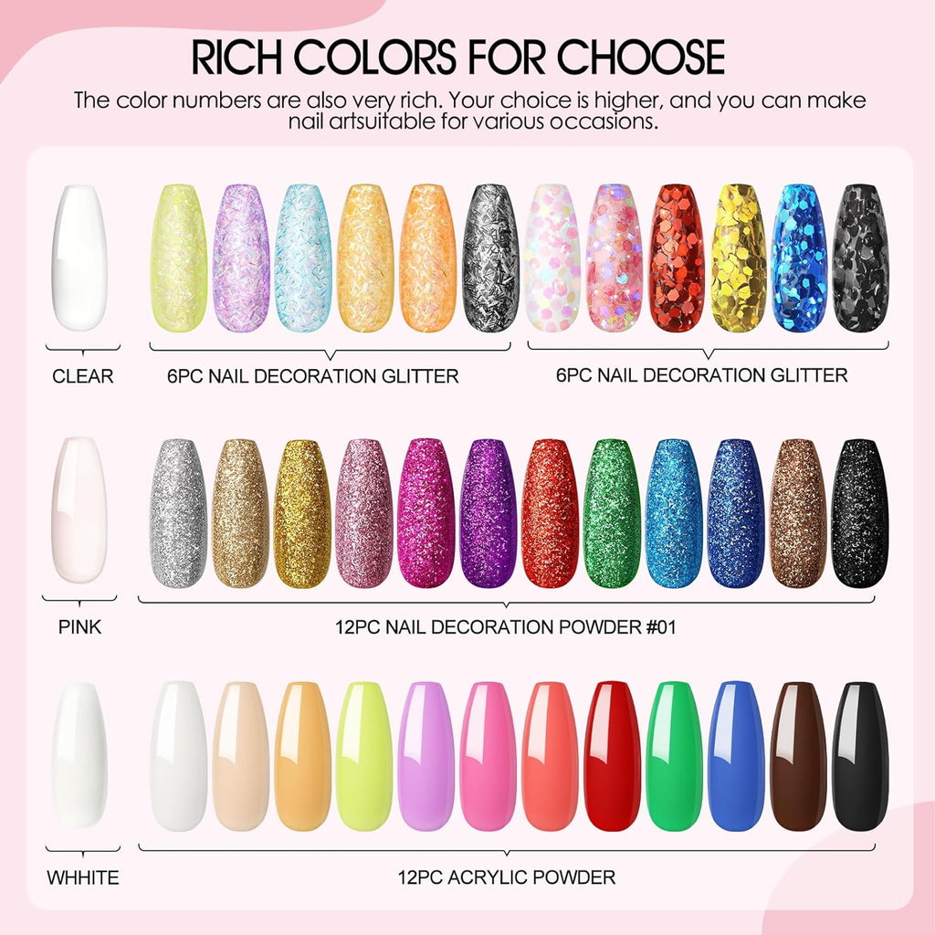 36Pcs Acrylic Nail Kit with Drill and UV Light M48464