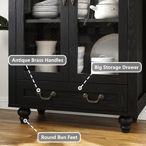 Tall Arched Storage Cabinet with Glass Doors V9673
