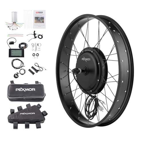 48V 1000W 26" Fat Front Wheel Electric Bike Conversion Kit with LCD Display F2724
