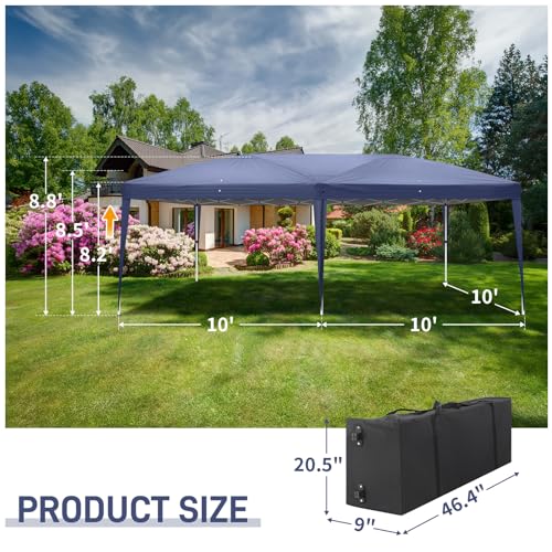 10x20ft Pop Up Canopy Tent with 6 SideWalls (Black) M35657