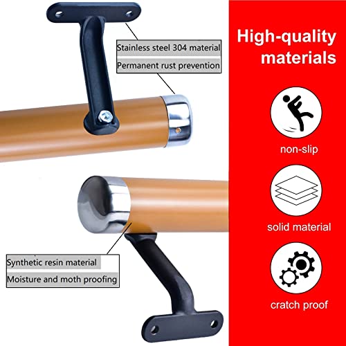 6.5Ft Wooden Non-Slip Wall Mounted Handrail Z36127