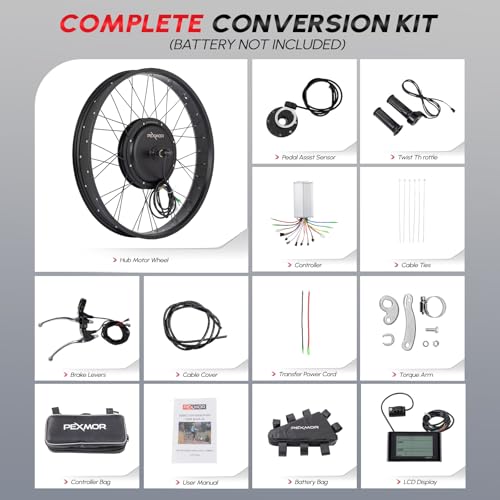48V 1000W 26" Fat Front Wheel Electric Bike Conversion Kit with LCD Display F2724