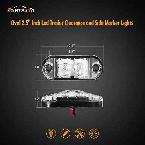 4Pcs 2.5 Inch Oval Amber Led Side Marker Lights Clear Lens Surface Mount 12V H748040