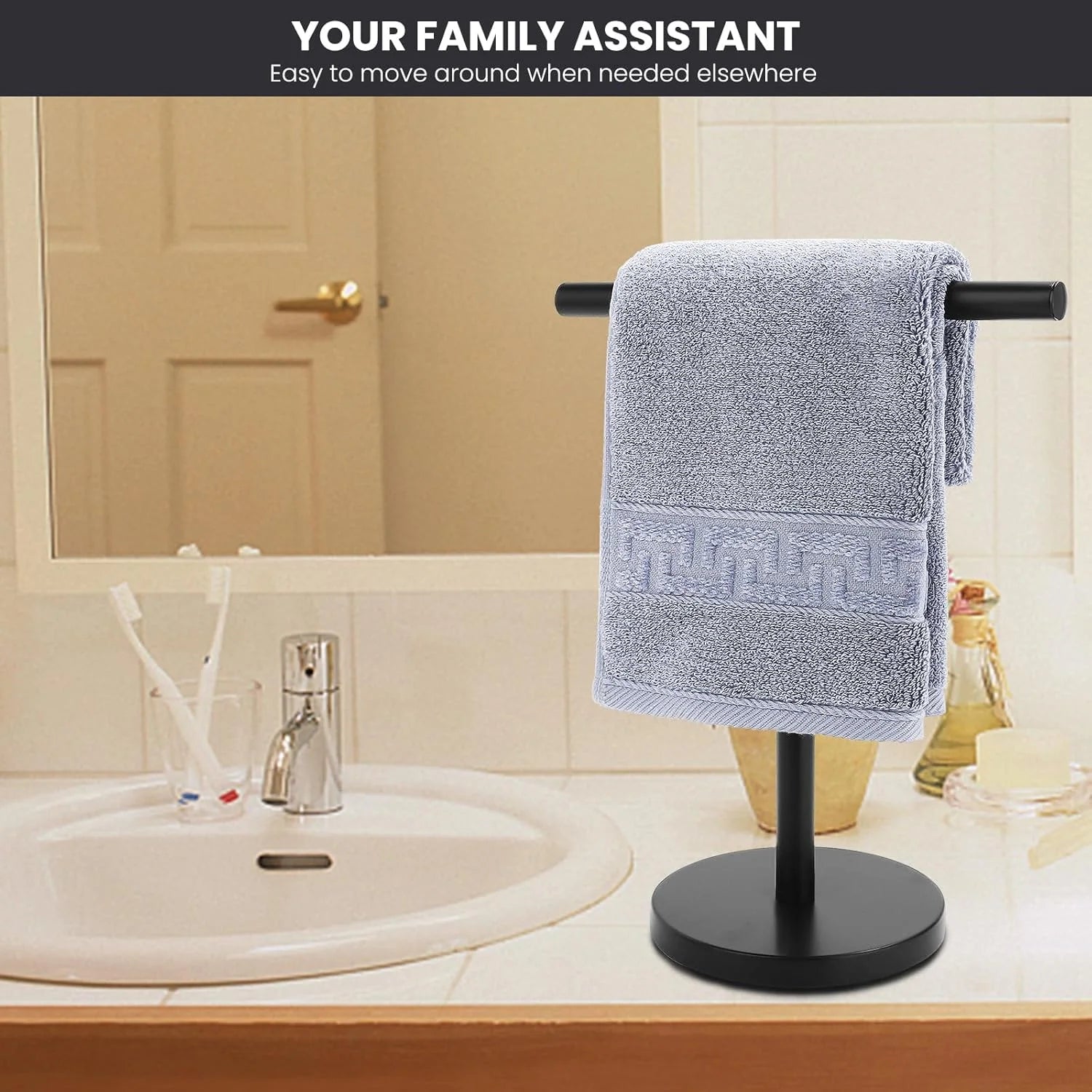 Matte Black Stainless Steel Hand Towel Holder Stand L62314