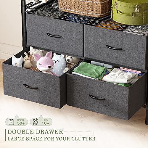 Black Heavy Duty Metal Clothes Rack with 4 Drawers A619