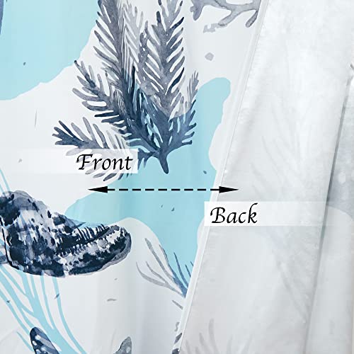 Blue and White 50% Light Blocking Curtains, 2 Panels, 52x96 Inches Z8648