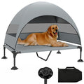 Grey Raised Outdoor Dog Cot with Removable Canopy A13199