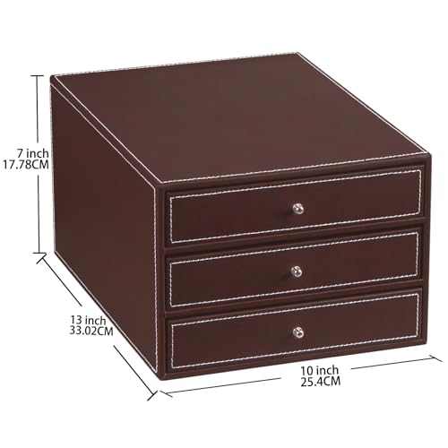 PU Leather 3 Drawer Desk Organizer U8157