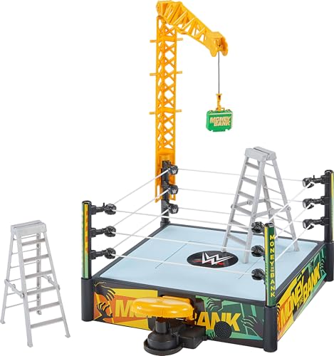 WWE Money in The Bank Cash-in Ring Playset with Launcher Crane, Ladders & Briefcase Q26412