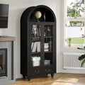 Tall Arched Storage Cabinet with Glass Doors V9673