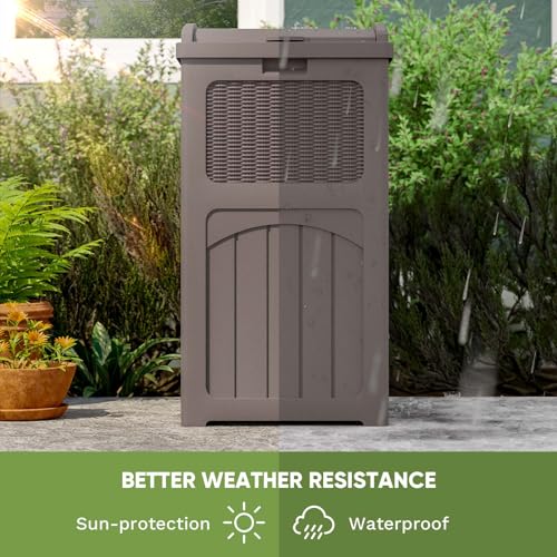 Black 36 Gallon Resin Outdoor Trash Can with Lid S614906